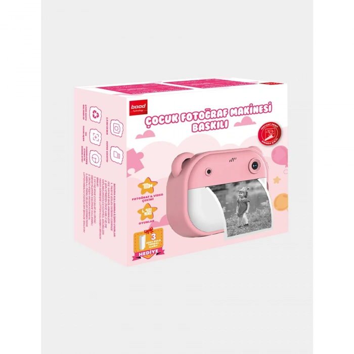 BOOD Baskılı Çocuk Fotoğraf Makinesi Pembe