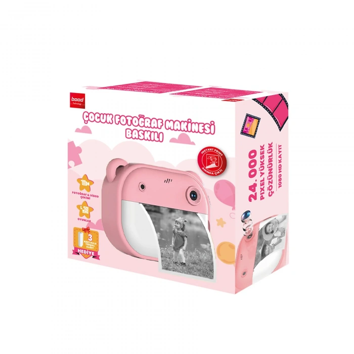 BOOD Baskılı Çocuk Fotoğraf Makinesi Pembe