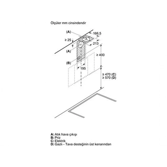 BOSCH DWK64PJ20T Ankastre Davlumbaz