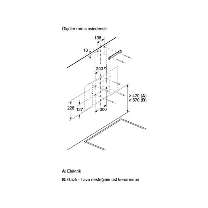 BOSCH DWK64PJ70T Ankastre Davlumbaz