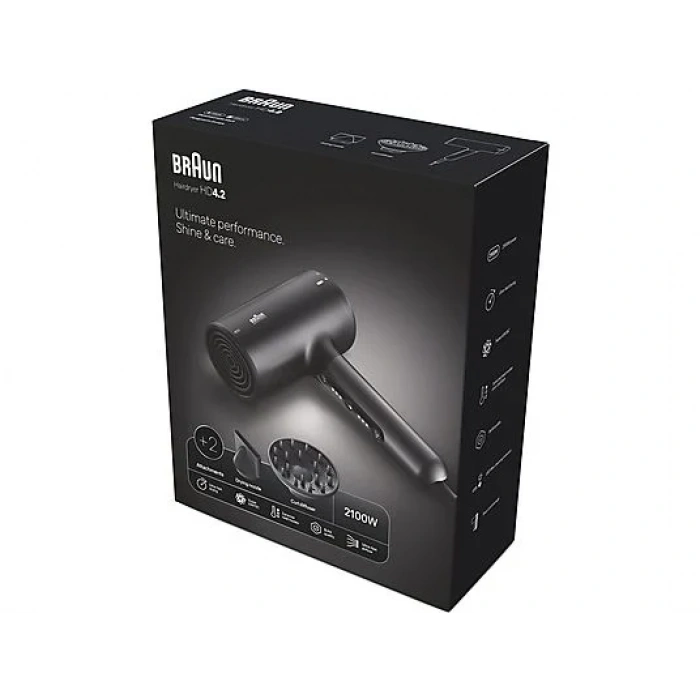 BRAUN HD425E HD4.2 Iontec Difüzörlü Saç Kurutma Makinesi Mat Siyah