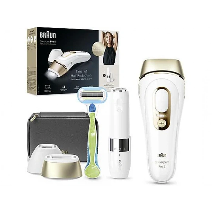 BRAUN PL5146 IPL Silk·Expert Pro 5 2 Başlıklı 400.000 Atımlı Lazer Epilasyon Cihazı Beyaz Gold