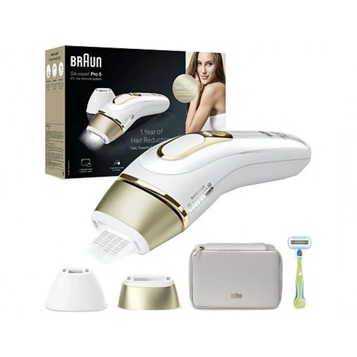 BRAUN PL5152 IPL Silk·Expert Pro 5 2 Başlıklı 400.000 Atımlı Lazer Epilasyon Cihazı Beyaz Gold