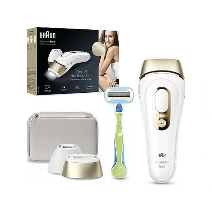 BRAUN PL5152 IPL Silk·Expert Pro 5 2 Başlıklı 400.000 Atımlı Lazer Epilasyon Cihazı Beyaz Gold
