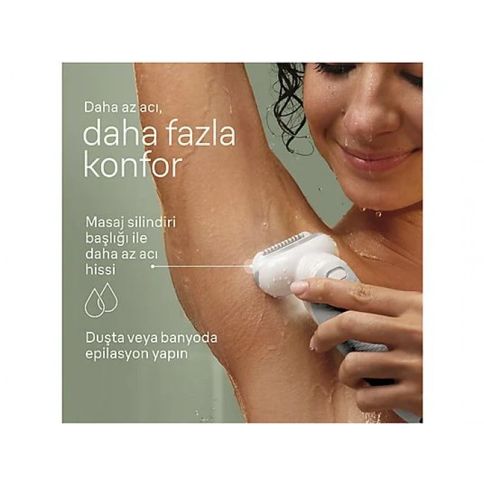 BRAUN SE 9041 Silk-Épil 9 Islak ve Kuru Kalıcı Pürüzsüz Cilt Epilasyon Cihazı Gümüş