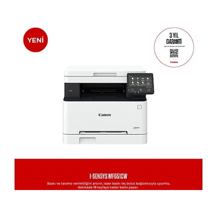 CANON LaserMFP I-S MF651CW Emea Hepsi Bir Arada Renkli Lazer Yazıcı Beyaz