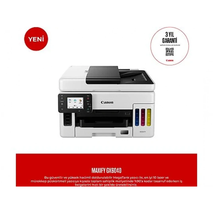 CANON Maxıfy GX6040 Renkli Mürekkep Tanklı Çok Fonksiyonlu Yazıcı