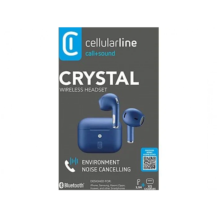 CELLULARLINE Crystal 4 ENC TWS Kulak İçi Bluetooth Kulaklık Mavi