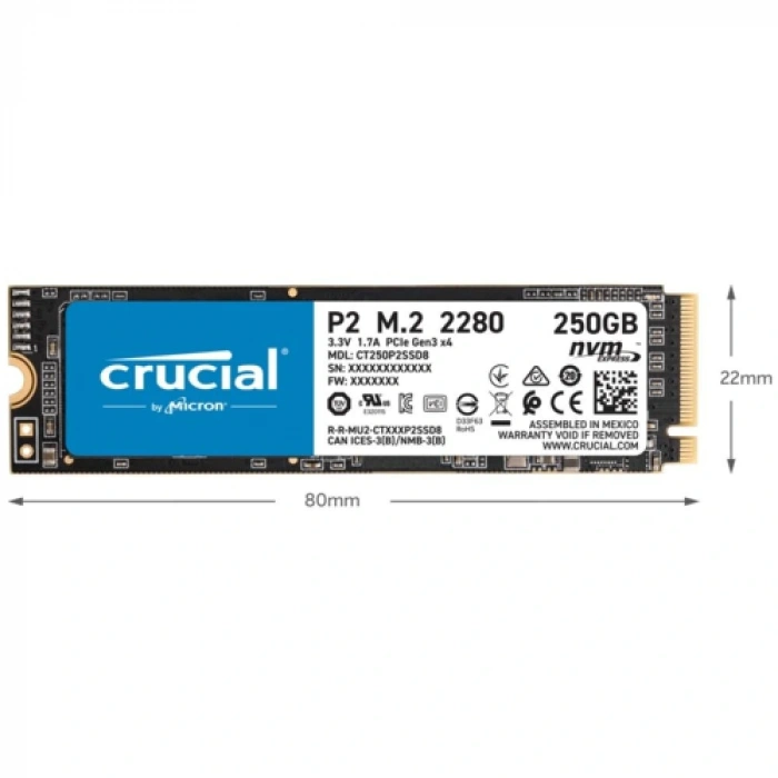 Crucial P2 250GB SSD m.2 NVMe PCIe CT250P2SSD8