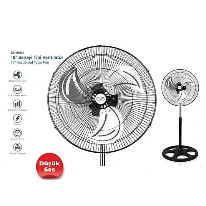 CVS DN 91021 18 inç Sanayi Tipi Vantilatör Siyah