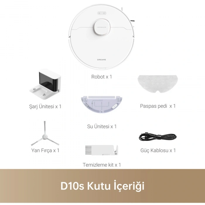 DREAME D10s Moplu Robot Süpürge Beyaz