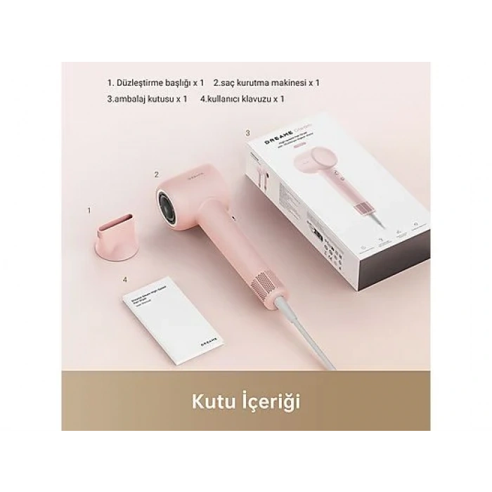 DREAME Hair Gleam Yüksek Hızlı Saç Kurutma Makinası AHD12A Pembe