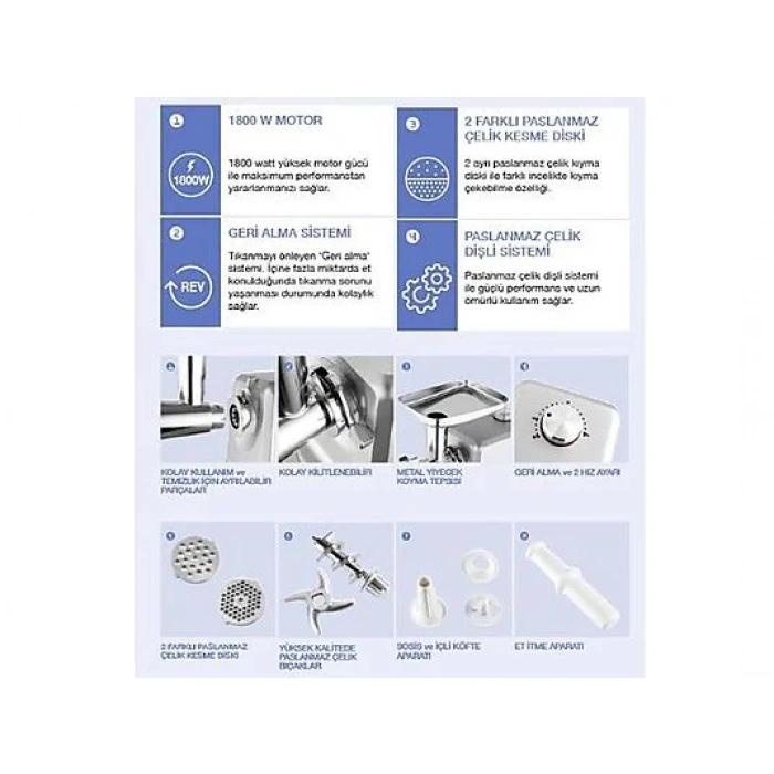 FAKIR Steel Proof 1800 Kıyma Çekme Makinesi