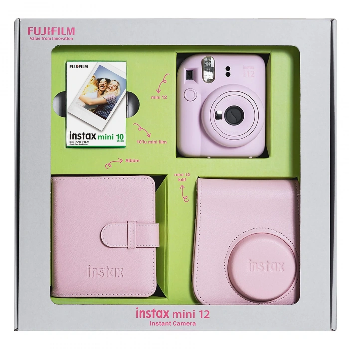 FUJIFILM Instax Mini 12 Bundle Box Anlık Fotoğraf Makinesi Çiçek Pembesi