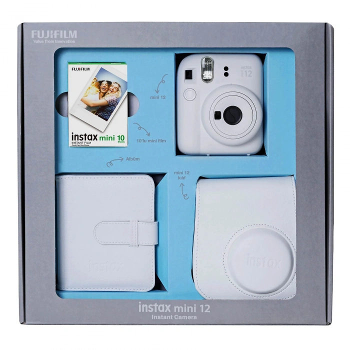 FUJIFILM Instax Mini 12 Bundle Box Anlık Fotoğraf Makinesi Kil Beyazı