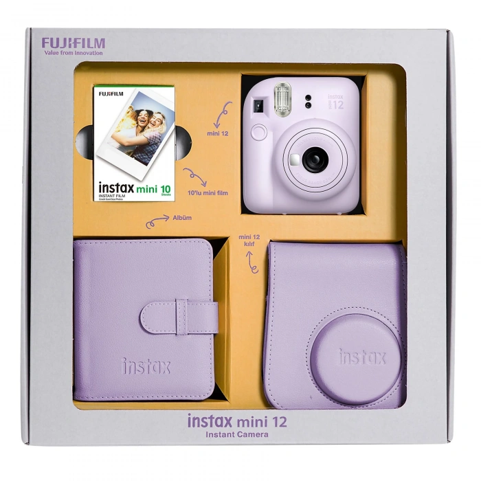 FUJIFILM Instax Mini 12 Bundle Box Anlık Fotoğraf Makinesi Leylak Moru