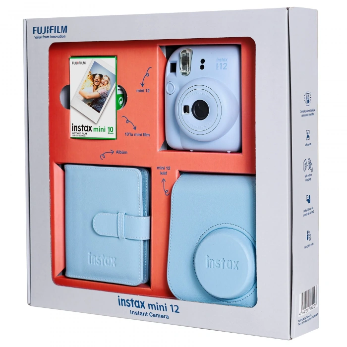 FUJIFILM Instax Mini 12 Bundle Box Anlık Fotoğraf Makinesi Pastel Mavi