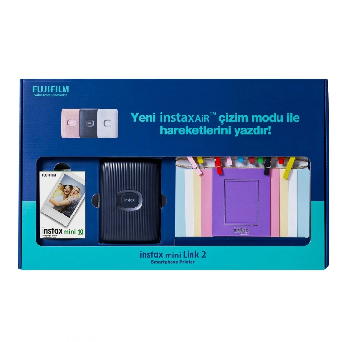 FUJIFILM Instax Mini Link 2 Bundle Box Fotoğraf Yazıcısı Lacivert