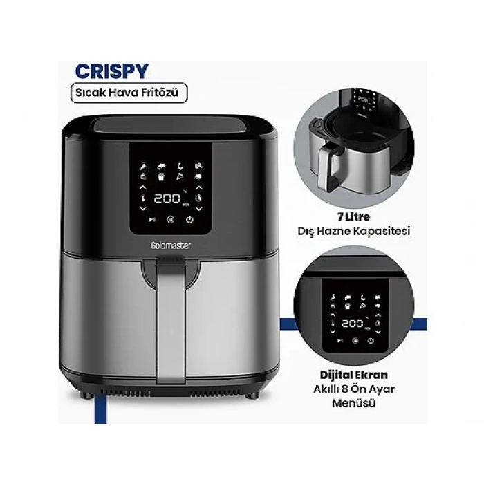 GOLDMASTER Crispy GM-7459 Sıcak Hava Fritözü Siyah