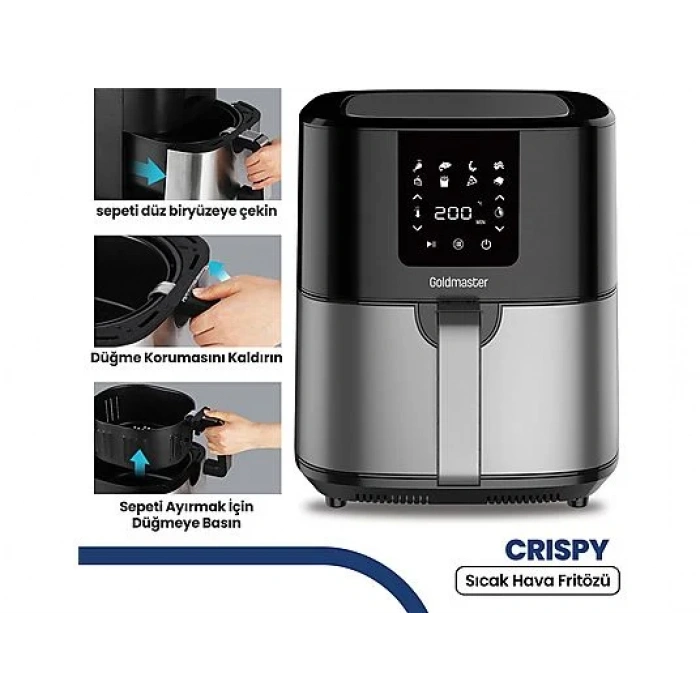 GOLDMASTER Crispy GM-7459 Sıcak Hava Fritözü Siyah