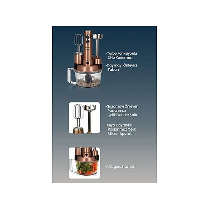 GOLDMASTER Elena Max GM-7239G Mutfak Robotu Gold