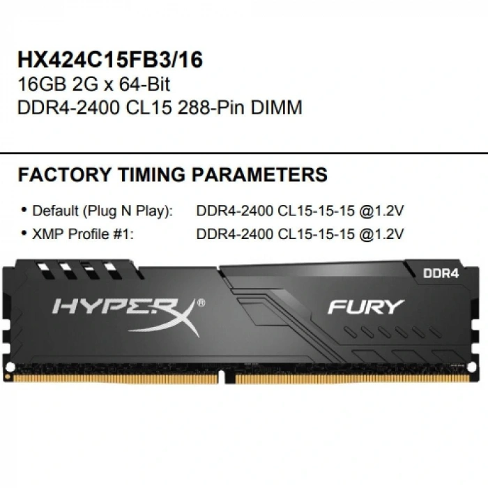 Kingston-HyperX 16GB 2400MHz DDR4 HX424C12PB3/16