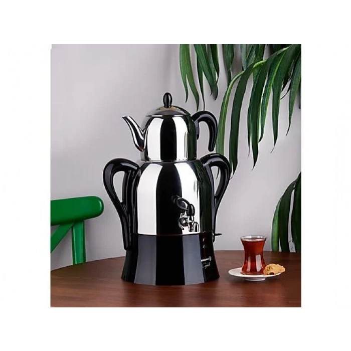 KORKMAZ A 341-04 Çaykolik Paslanmaz Çay Makinesi Siyah