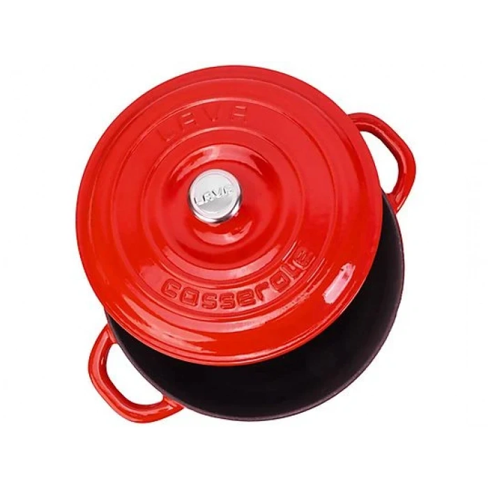 LAVA Döküm Demir Kapak New Heritage Serisi Çap 26cm Yuvarlak Tencere Kırmızı