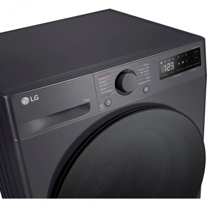 LG F4Y5EYWYJ.AMBPLTK A Enerji Sınıfı 11kg 1400 Devir Çamaşır Makinesi Siyah