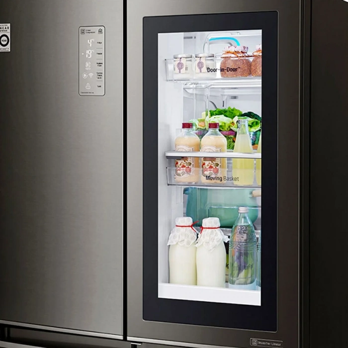 LG GR-Q31FMKHL 877 L E Enerji Sınıfı InstaView 4 Kapılı Gardırop Tipi Siyah Buzdolabı