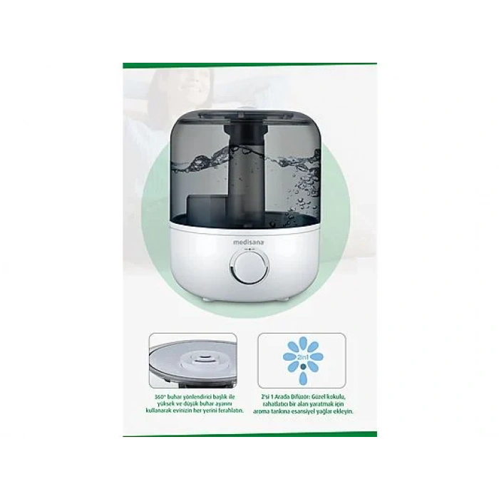 MEDISANA 45051 Aroma Fonksiyonlu 2.5L Buharlı Hava Nemlendirme Cihazı