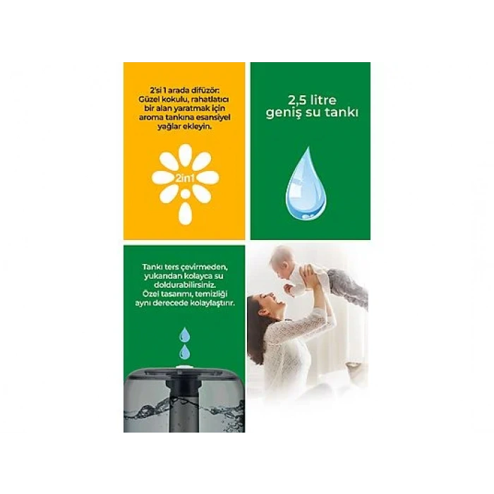 MEDISANA 45051 Aroma Fonksiyonlu 2.5L Buharlı Hava Nemlendirme Cihazı