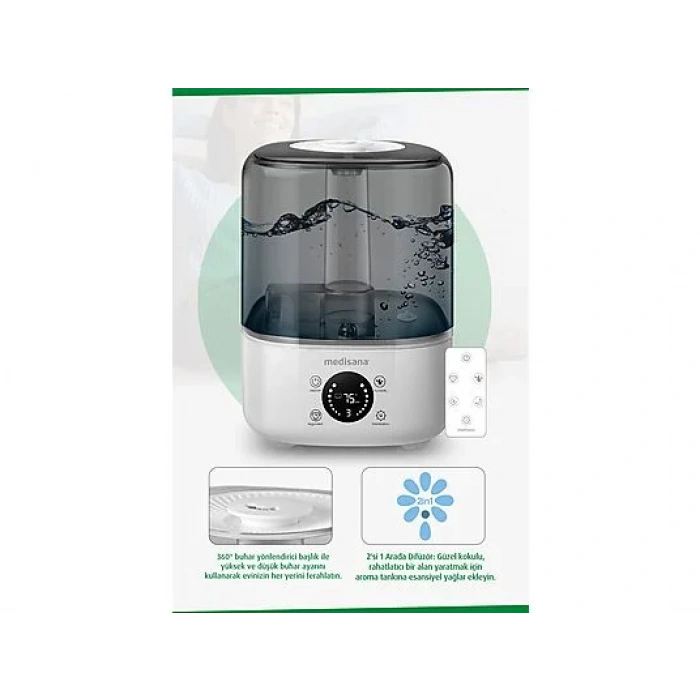 MEDISANA 45075 Ekranlı Aroma Fonksiyonlu 4.5L Buharlı Hava Nemlendirme Cihazı