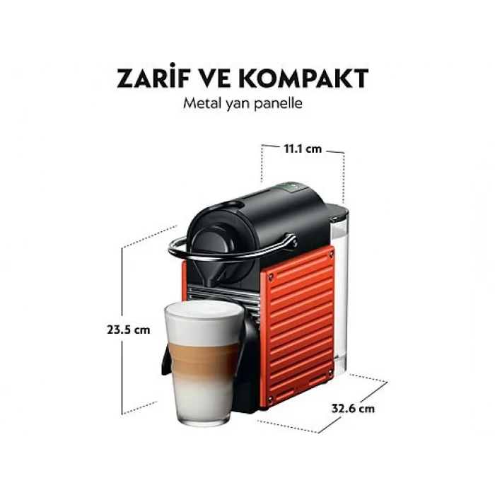 NESPRESSO C66R Pixie Kırmızı Kahve Makinesi ve Süt Köpürtücü Aksesuar