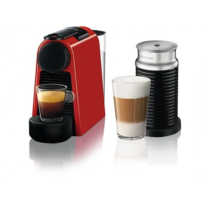 NESPRESSO D35 Essenza Mini Kırmızı Kahve Makinesi ve Süt Köpürtücü Aksesuar