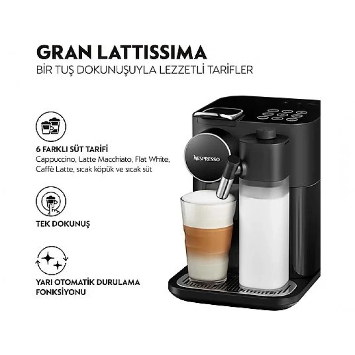 NESPRESSO F541 Gran Latissima Siyah Süt Çözümlü Kahve Makinesi