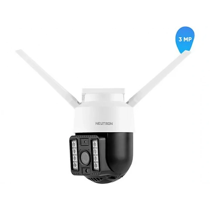 NEUTRON Gece Görüşlü Led Işıklı 360° Dönebilen Alarmlı 3MP PTZ Dış Ortam Güvenlik Kamerası Beyaz