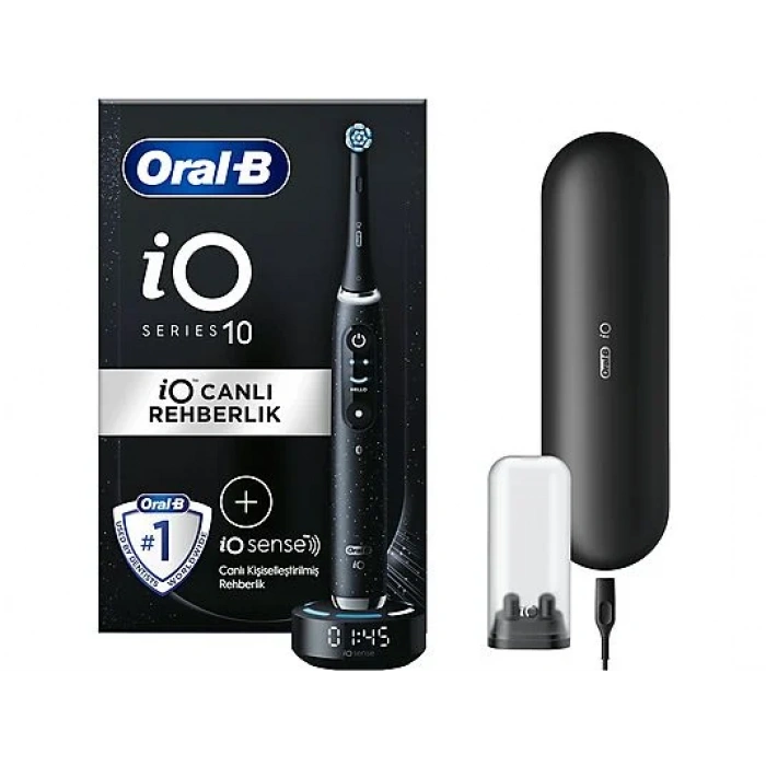 ORAL B iO 10 Şarjlı Diş Fırçası Siyah + Manyetik Şarj + Seyahat Kabı