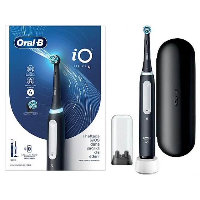 ORAL B iO 4 Şarjlı Diş Fırçası Siyah + Seyahat Kabı