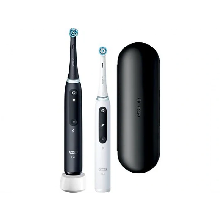 ORAL B iO 5 2'li Şarjlı Diş Fırçası Seti + Seyahat Kabı Siyah Beyaz