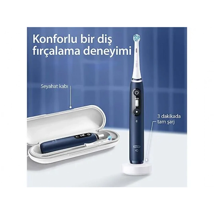 ORAL B iO 7 Şarjlı Diş Fırçası Safir Mavisi Manyetik Şarj ve Seyahat Kabı