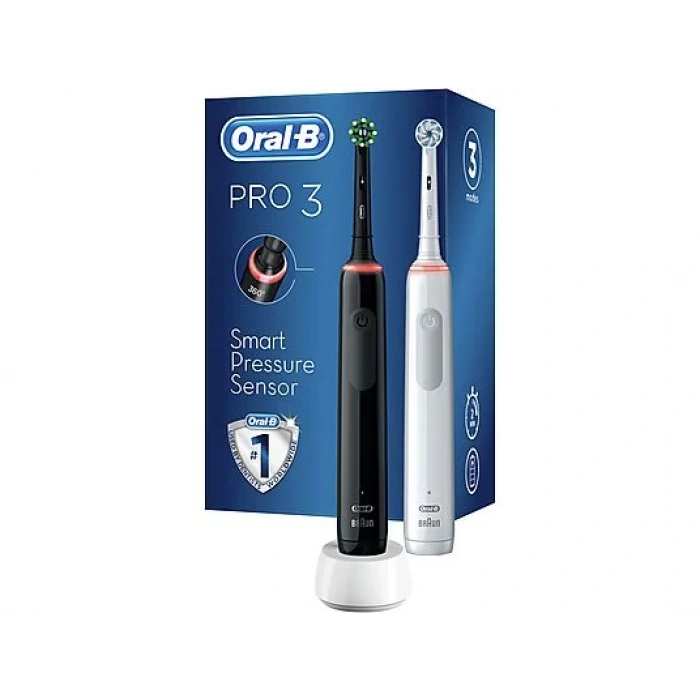 ORAL B Pro 3900 Şarjlı Diş Fırçası 2'li Avantaj Paketi Siyah&Beyaz