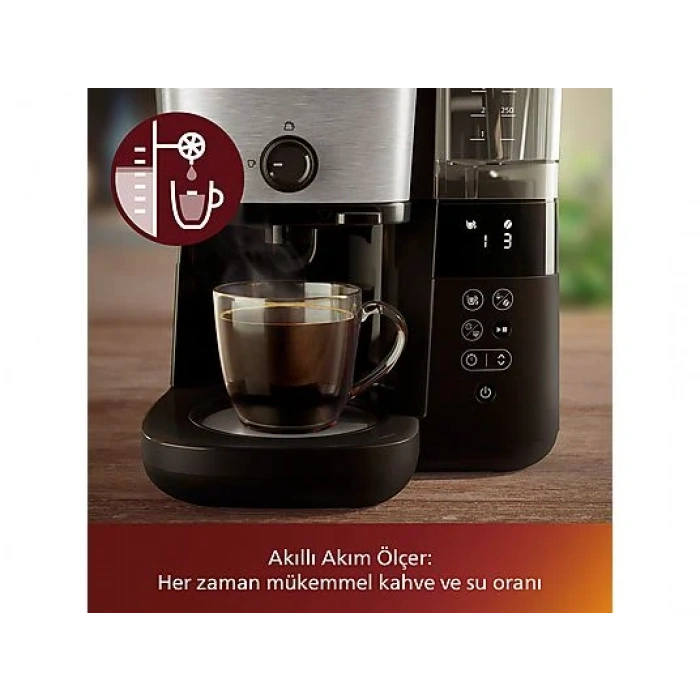 PHILIPS HD7888/01 All In One Brew Öğütücülü Filtre Kahve Makinesi Siyah Krom