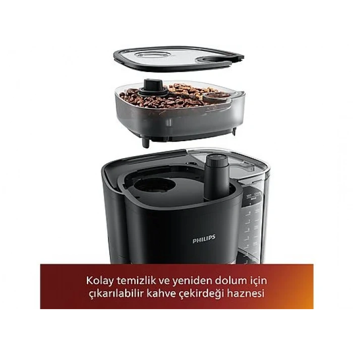 PHILIPS HD7888/01 All In One Brew Öğütücülü Filtre Kahve Makinesi Siyah Krom