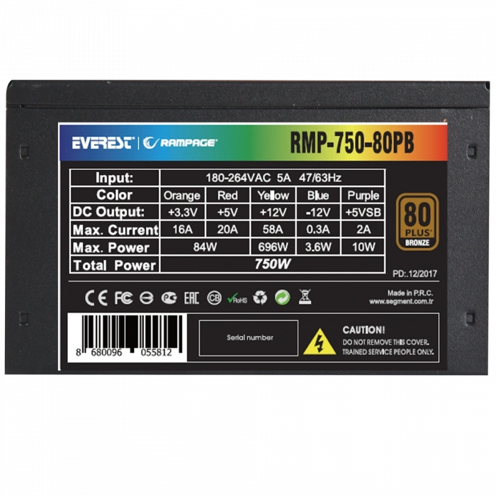 Rampage RMP-750-80PB 750W 80+ Bronze Güç Kaynağı