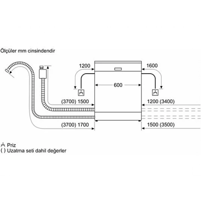 SIEMENS SN57ZS82DT C Enerji Sınıfı 13 Kişilik 8 Kişilik Yarı Ankastre Bulaşık Makinesi