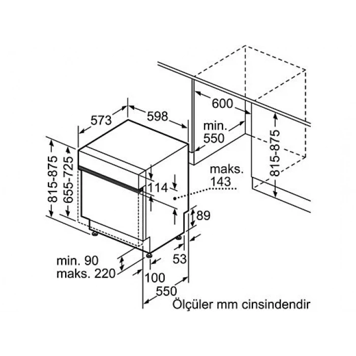 SIEMENS SN57ZS82DT C Enerji Sınıfı 13 Kişilik 8 Kişilik Yarı Ankastre Bulaşık Makinesi