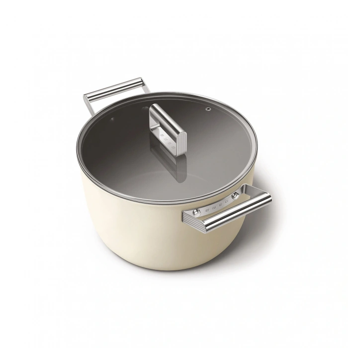 Smeg Cookware Krem Tencere Cam Kapaklı 26 cm