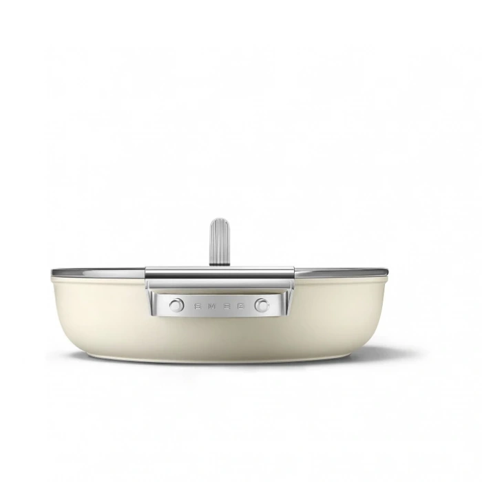 Smeg Cookware Krem Tencere Cam Kapaklı 28 cm