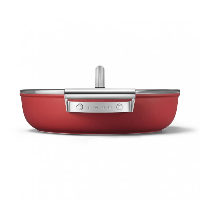 Smeg Cookware Kırmızı Tencere Cam Kapaklı 28 cm